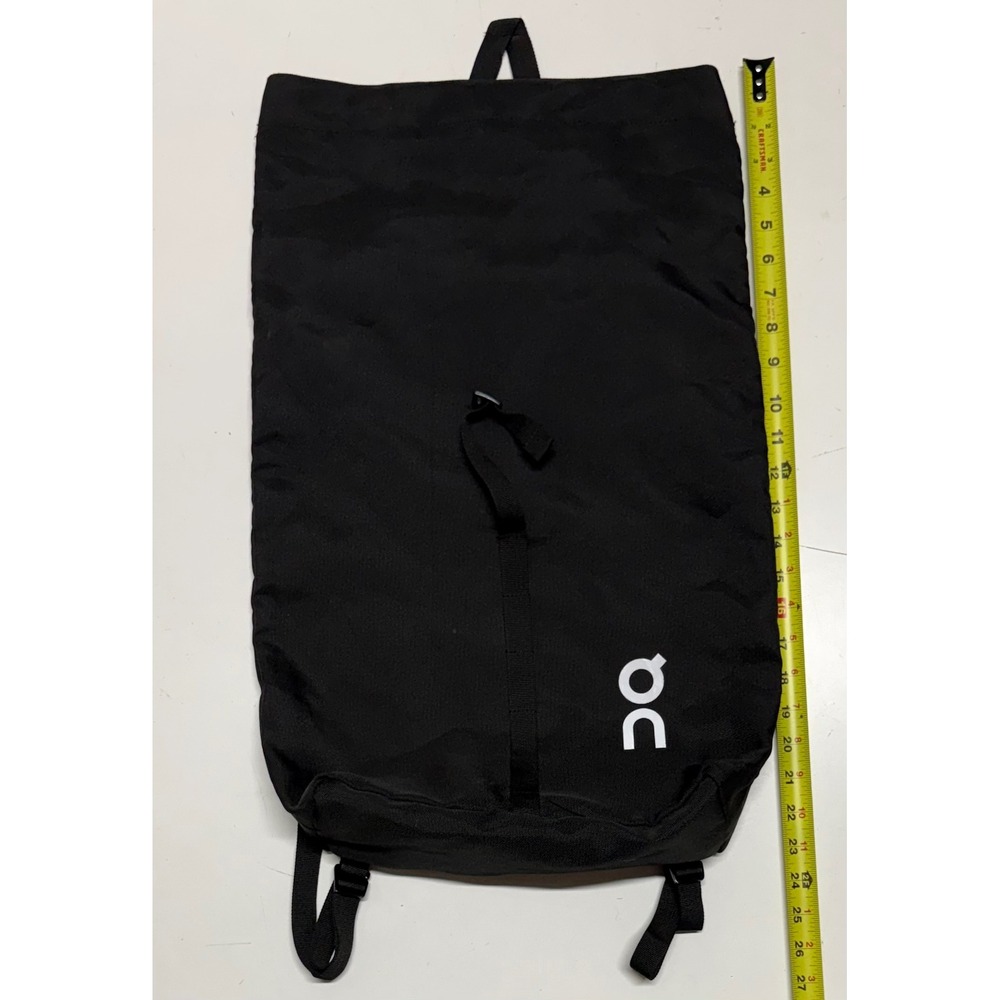 On Running Packable Backpack Black Roll Top Lightweight Gym Travel Bag Logo